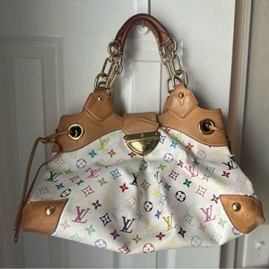 Louis Vuitton Multi Color Purse w God Trim & Red Velet Lining